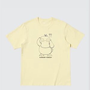 Uniqlo Pokemon Psyduck T shirt Tee Yellow Japan Japanese game card US M Medium